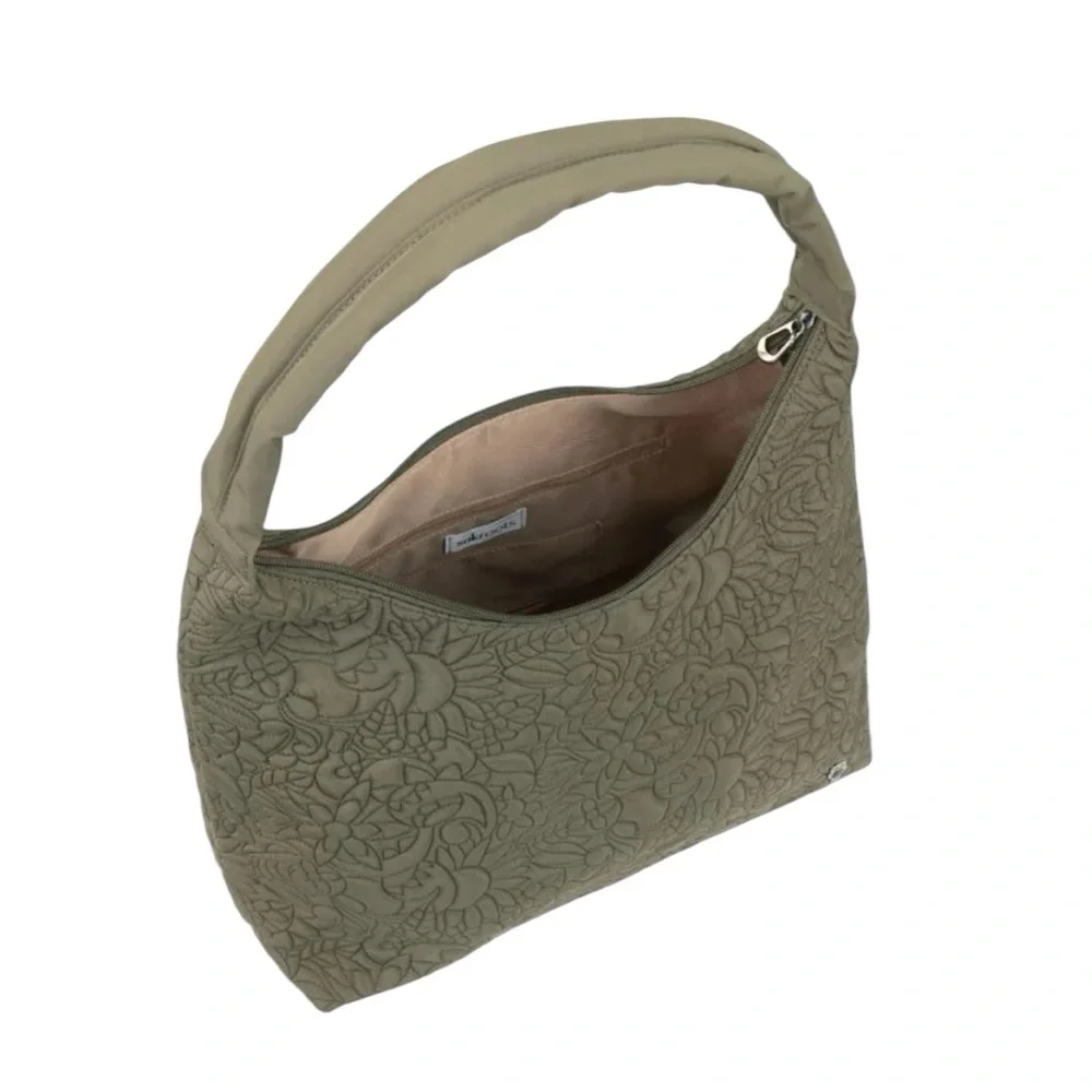 Sakroots Atlas Hobo Shoulder Bag Olive Quilted Travel Full Zip
